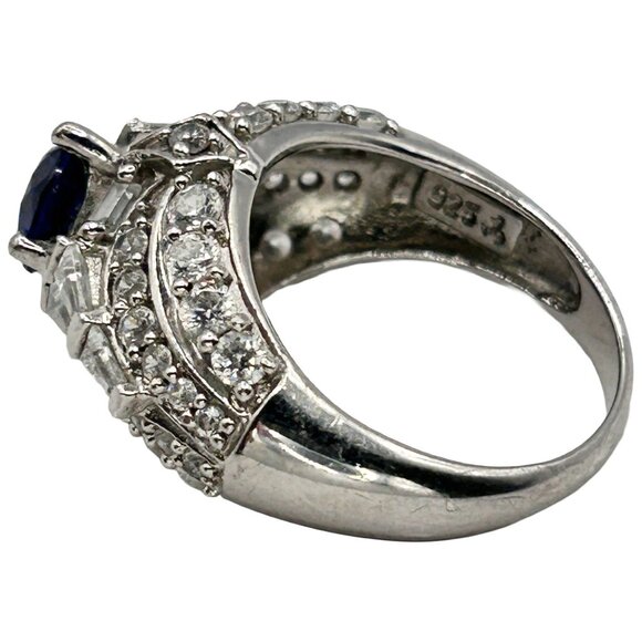 Vintage Victoria Weick 925 Sterling Silver Sapphire and CZ Ring - Size 6 - Picture 3 of 6